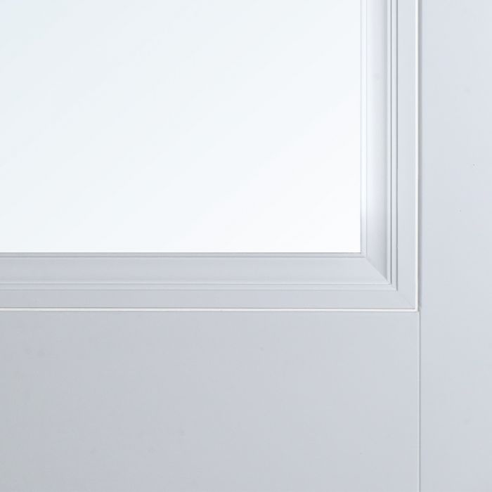 White Primed Bevelled Edge Shaker Door with Clear Glass - Image 3