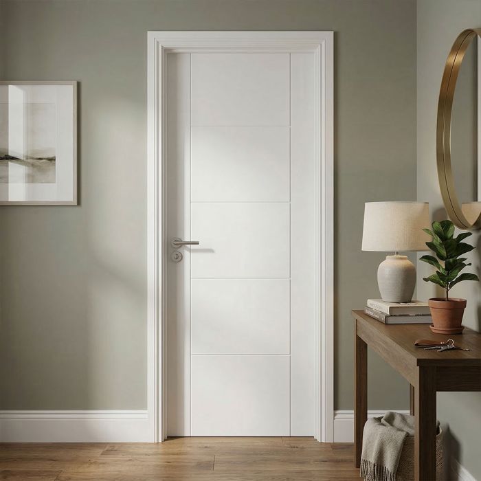 FD30 White Primed Grooved Panel Door - Image 3