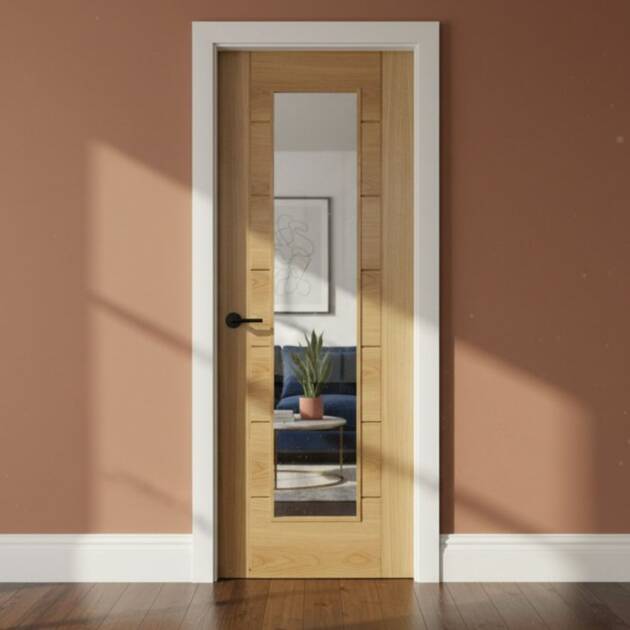 Oak Grooved Door with Clear Glass