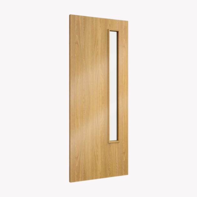 FD30 Oak Flush Panel Door with Glass