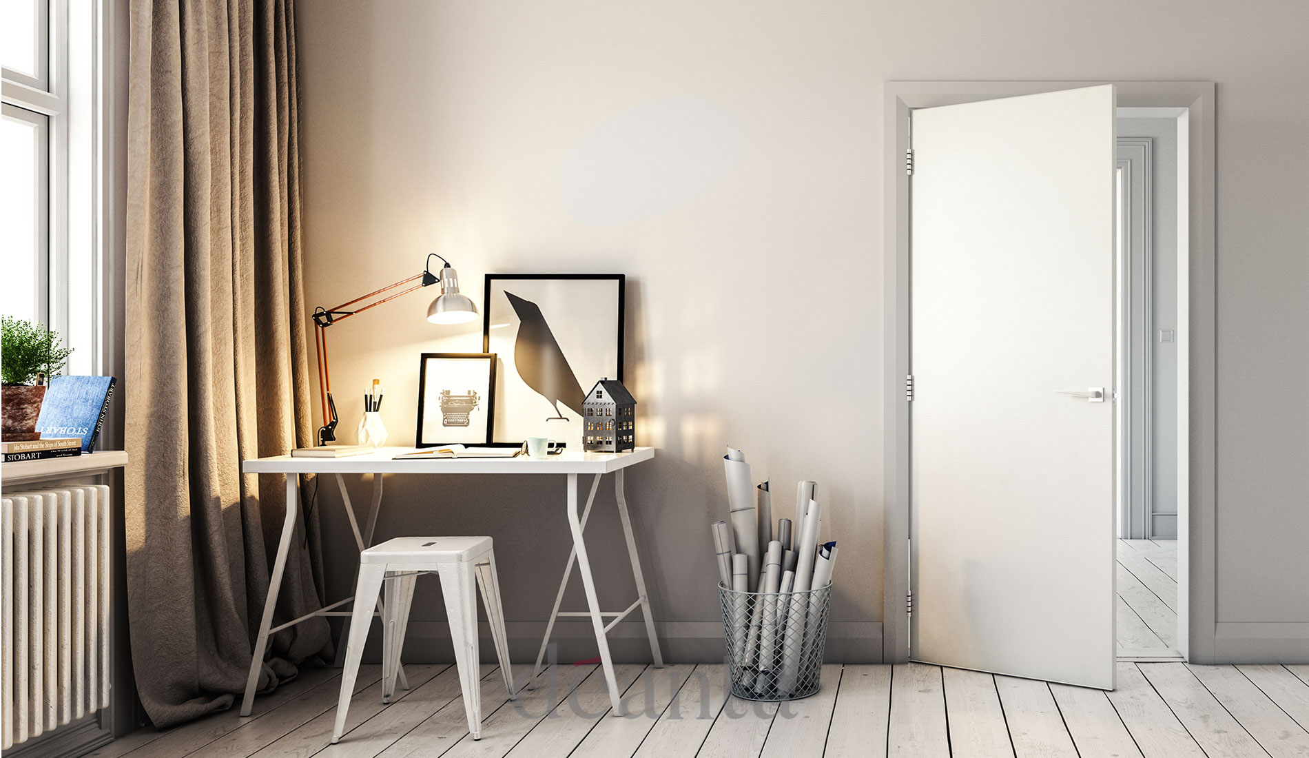 FD30 White Primed Flush Panel Door - Image 2