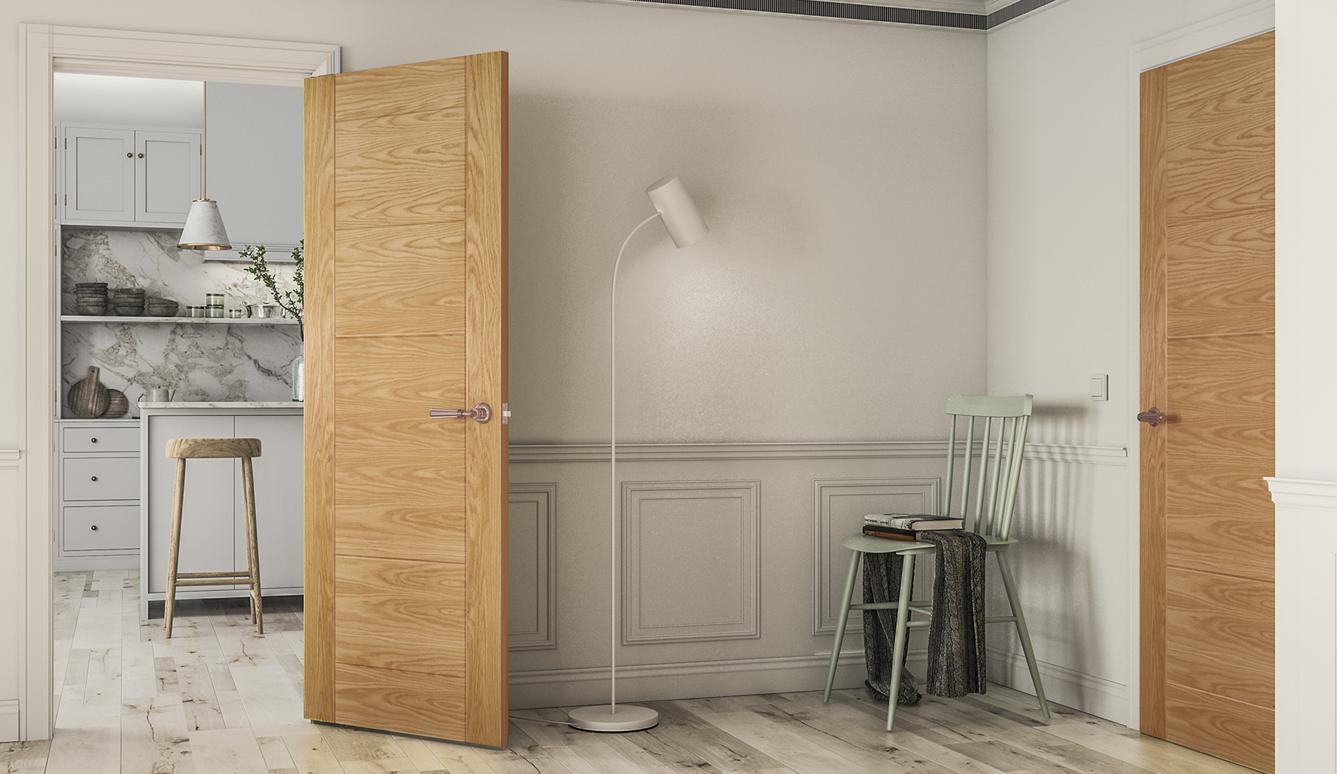 FD30 Oak Grooved Panel Door - Image 2