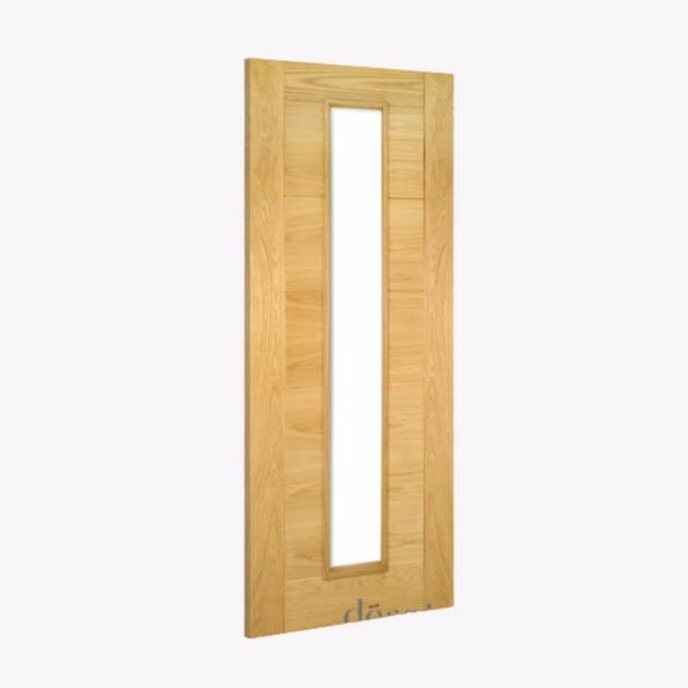 FD30 Oak Grooved Panel Door with Glass