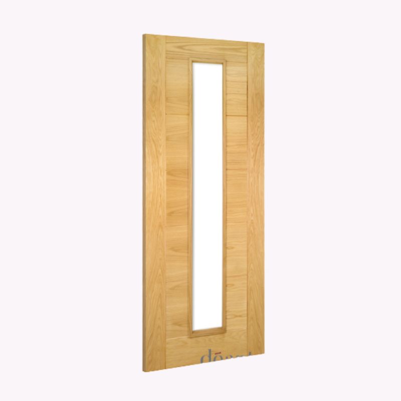 FD30 Oak Grooved Panel Door with Glass