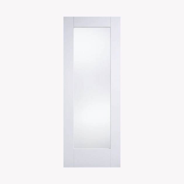 White Primed Bevelled Edge Shaker Door with Clear Glass