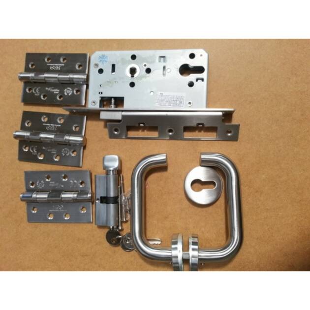 Fire Door Lock and Handle Set incl Hinges
