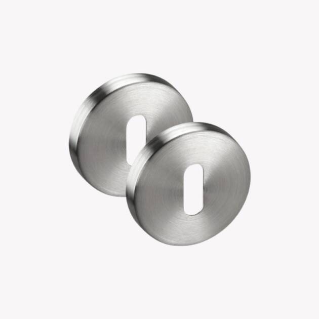 Escutcheon Plate Pair in Brushed Stainless Steel - Standard Keyhole Profile 52mm