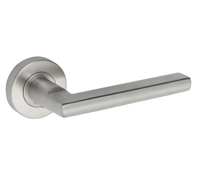 Internal Satin Stainless Steel Door Handles with Lever on Rose Sprung
