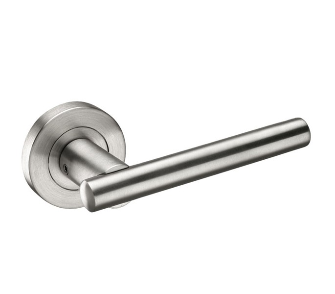 Internal Door Handles with Brushed Stainless Steel T Bar Levers on Rose