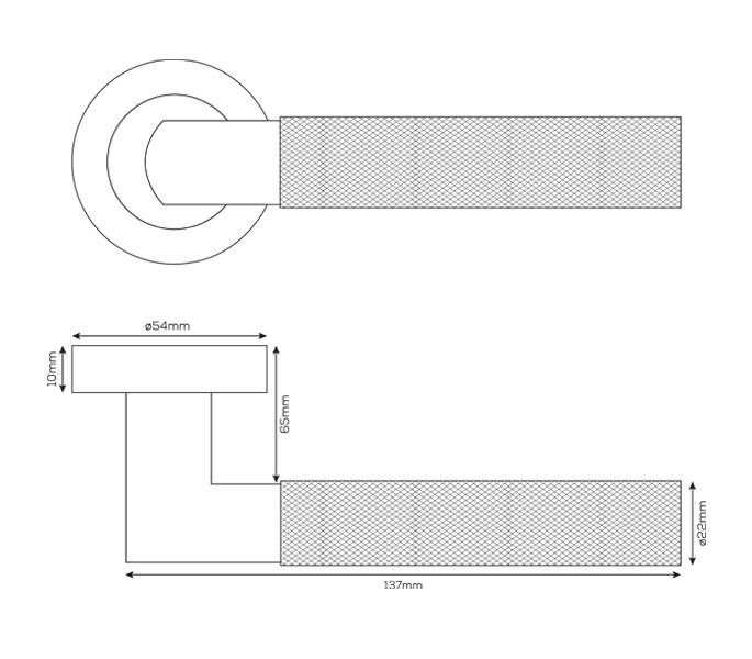 Knurled Matte Black Door Handles on Rose - Image 2